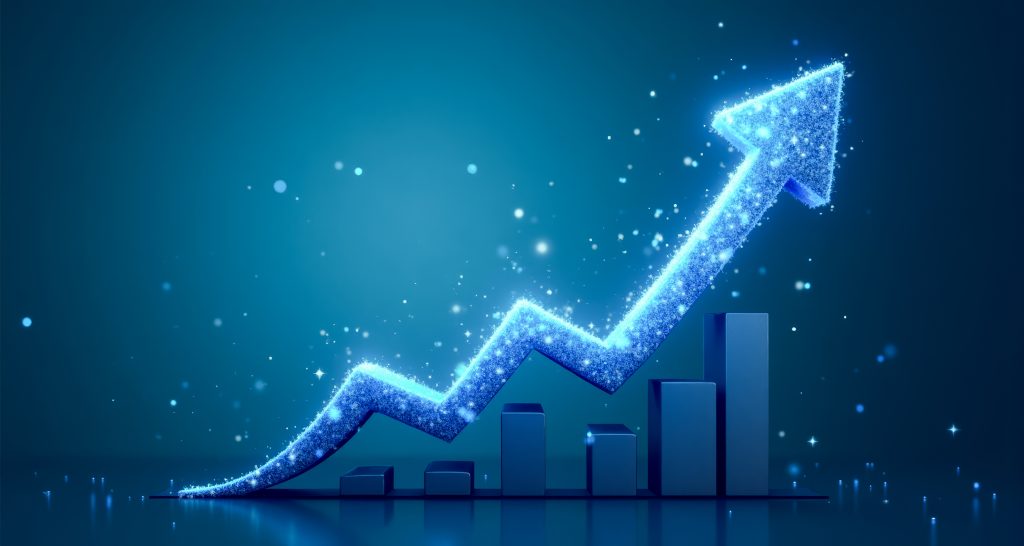 Rising financial growth chart representing surplus treaty reinsurance capacity